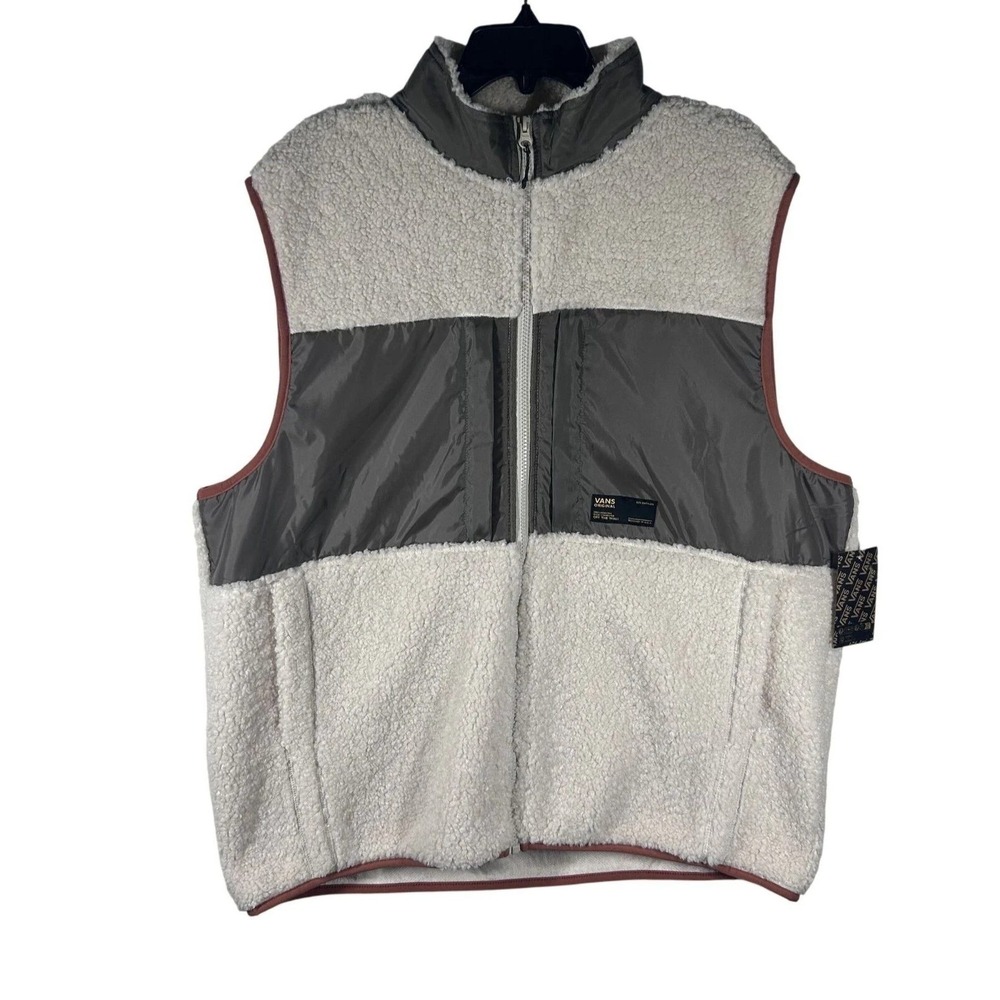 Vans Original Fleece Vest Men's Size Small‎ Colorblock Zip Up Outdoor Style